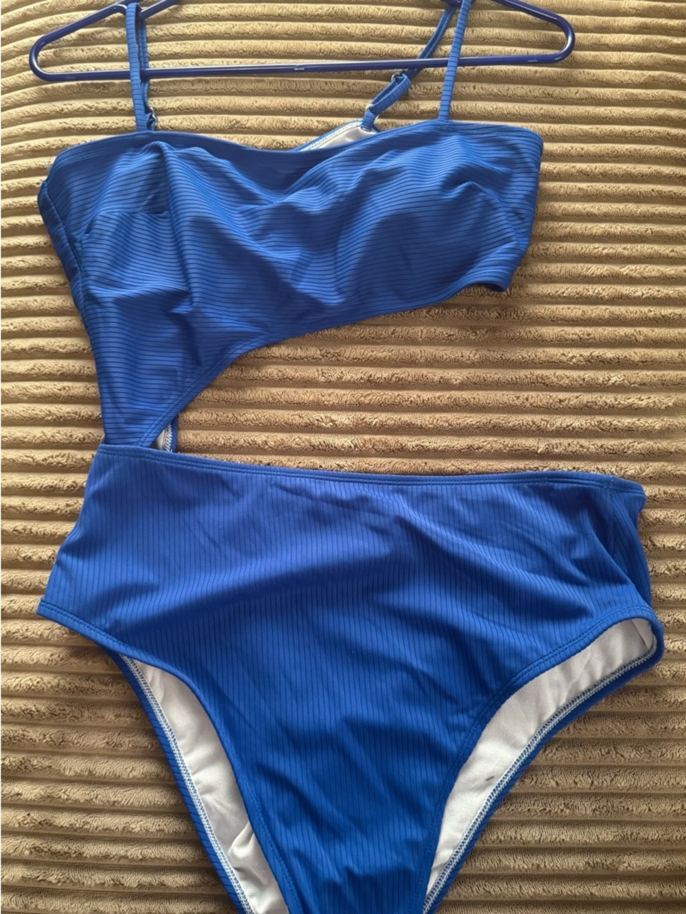 Blue One-Shoulder Cutout High-Waist Swimsuit